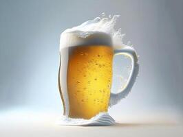 Glass of beer with beautiful foam on white background. AI generated photo