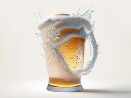 Glass of beer with beautiful foam on white background. AI generated photo