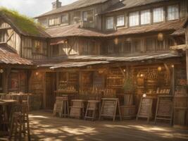 Rustic old German houses for Oktoberfest background. photo