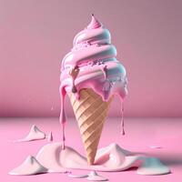 Ice cream cone, AI generated photo