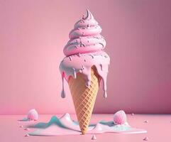 Ice cream cone, AI generated photo