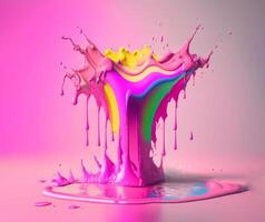 Abstract rainbow paint splashes, photo