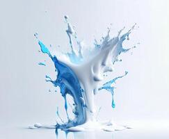 White and blue painting splashes, AI generated photo