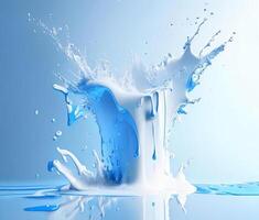 White and blue painting splashes, AI generated photo