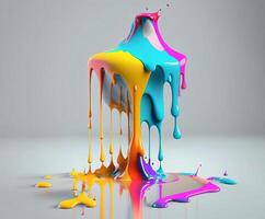 Abstract colorful paint splashes, AI generated photo