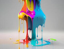 Abstract colorful paint splashes, AI generated photo