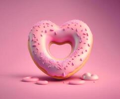 Heart shaped donut, AI generated photo