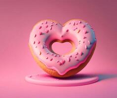 Heart shaped donut, AI generated photo