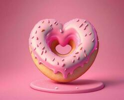 Heart shaped donut, AI generated photo