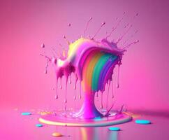 Abstract rainbow paint splashes, photo