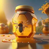 miel tarro en soleado rayos, ai generado foto