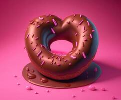 Heart shaped donut, AI generated photo