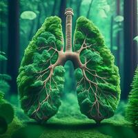 Lungs green like tree, AI generated photo