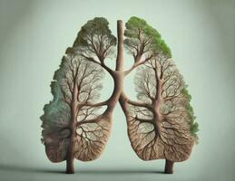 pulmón desde árbol, ai generado foto