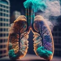 Lungs after smoke, AI generated photo