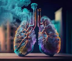 Lungs after smoke, AI generated photo