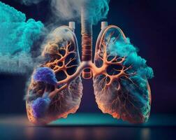 Lungs after smoke, AI generated photo