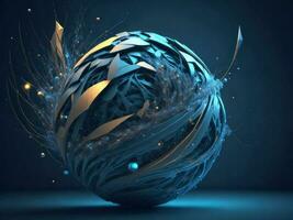 Futuristic Digital glowing Christmas ball, AI generated photo