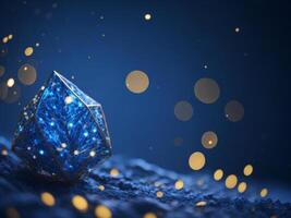 Blue Christmas winter background with crystal, AI generated photo