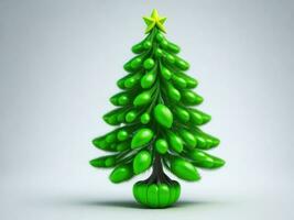 linda dibujos animados verde Navidad árbol, ai generado foto