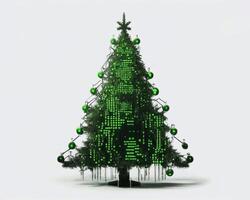 cyberpunk green futuristic Christmas tree, AI generated photo