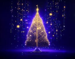 digital blue Christmas tree, photo