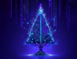 digital blue Christmas tree, photo