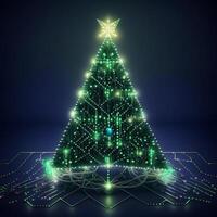 digital green Christmas tree, photo