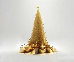 gold futuristic Christmas tree, AI generated photo