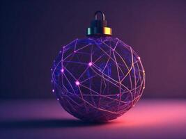Futuristic Digital glowing Christmas ball, photo