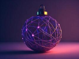 Futuristic Digital glowing Christmas ball, AI generated photo