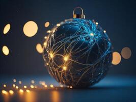 Futuristic Digital glowing Christmas ball, photo