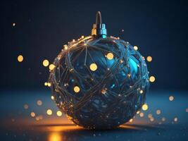 Futuristic Digital glowing Christmas ball, photo