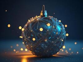 Futuristic Digital glowing Christmas ball, AI generated photo