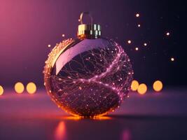Futuristic Digital glowing Christmas ball, photo