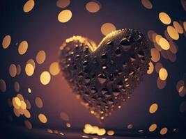 festive abstract bokeh background with hearts, AI generated photo