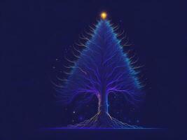 Glowing digital futuristic Christmas tree, photo