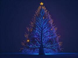 Glowing digital futuristic Christmas tree, AI Generated photo