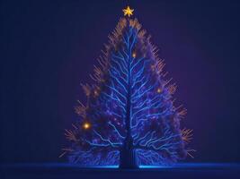 Glowing digital futuristic Christmas tree, photo