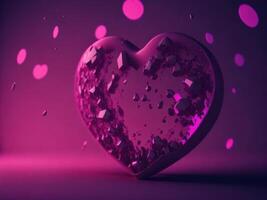 pink abstract 3d heart, AI Generated photo