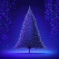 digital blue Christmas tree, photo
