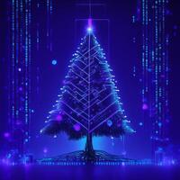 digital blue Christmas tree, photo