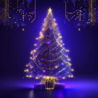 digital blue Christmas tree, photo