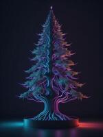 Glowing digital futuristic Christmas tree, photo