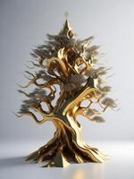 Futuristic golden Christmas tree, AI Generated photo