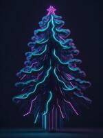 Glowing digital futuristic Christmas tree, photo
