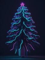 Glowing digital futuristic Christmas tree, AI Generated photo