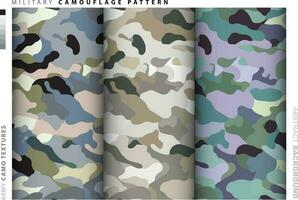 conjunto de camuflaje antecedentes textil uniforme vector imagen