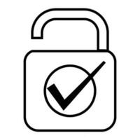 check list icon or tick mark to choose correct key to open lock, unlock line black concept vector