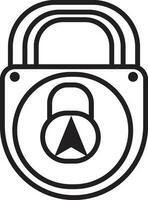 lock icon app logo symbol black line to protection from hacker isolates on white background vector